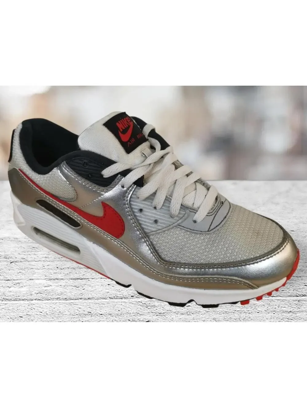 Nike Men’s Air Max 90 Training‎ Size 9.5 Silver/Red DX4233-001